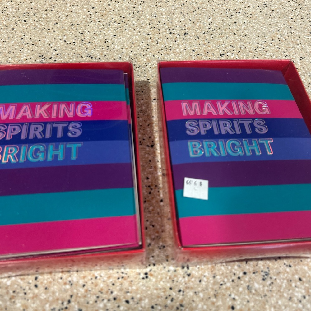2- 10 packs Making Spirits Bright Decorative Holiday Cards -Colorful Striped Set